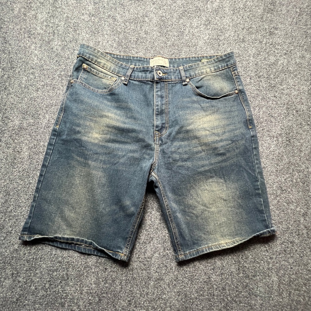 Smith & Mills Mens Denim Shorts Jorts 36 Relaxed Fade Medium Wash Stretch
